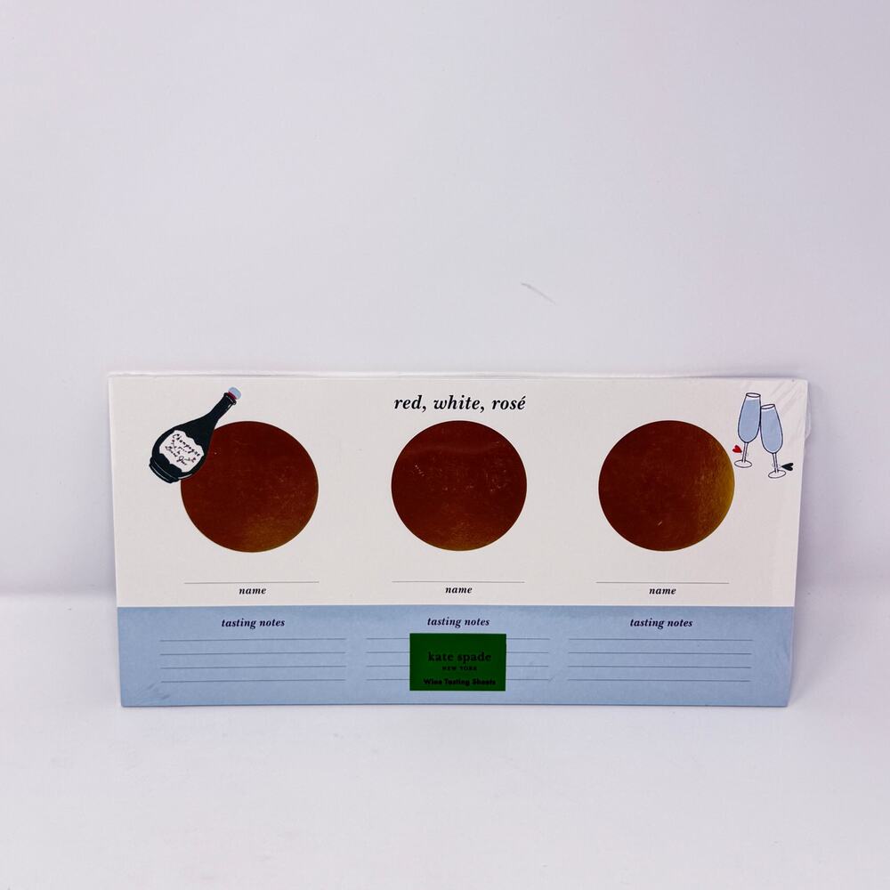 Kate Spade New York Wine‎ Tasting Sheets Red White Rose 25 Sheets New 12 x 6